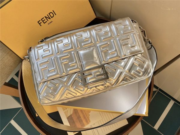 FEND Silver Baguette Shoulder Bag