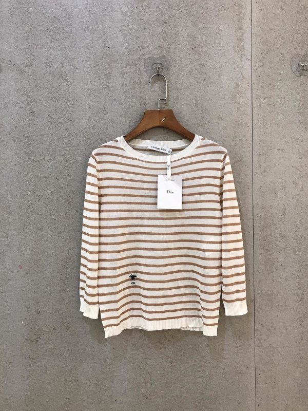dior striped letters embroidered sweater