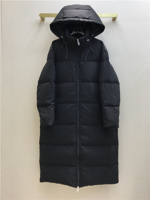 Prada hooded mid-length down jacket