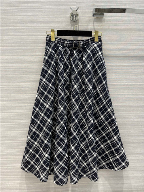 dior plaid long skirt