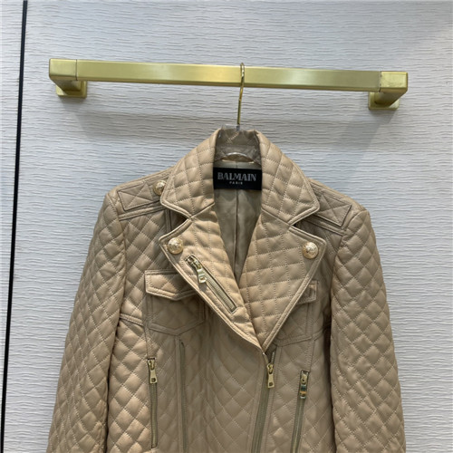 Balmain Sheepskin Motorcycle Leather Jacket - Image 5