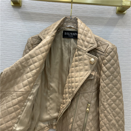 Balmain Sheepskin Motorcycle Leather Jacket - Image 4