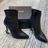 ysl logo letter high heel boots