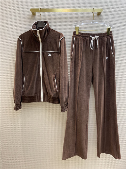 celine velvet loose sports suit