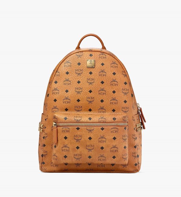 MCM Stark Side Studs Backpack in Visetos Cognac