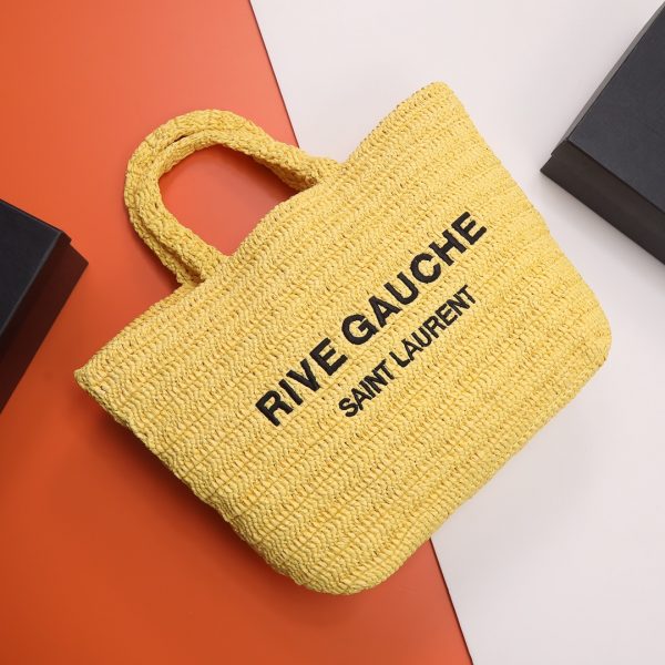 YSL Yves Saint Laurent ???? ?????? ???? ??? Raffia Crochet Yellow