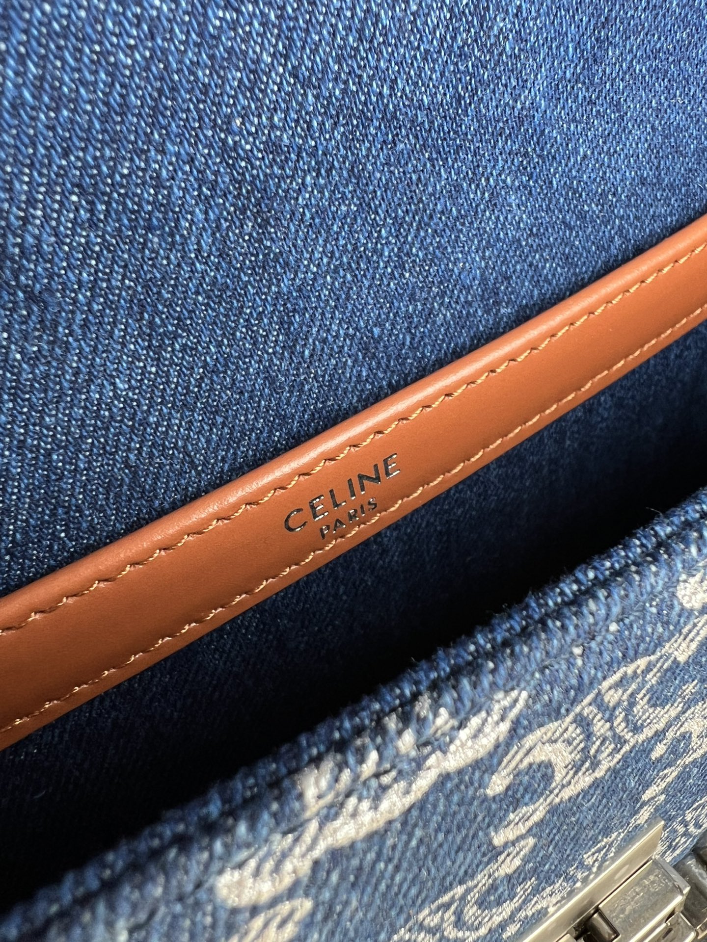 CELIN-E TRIOMPHE SMALL DENIM CHAIN SHOULDER BAG - Image 8