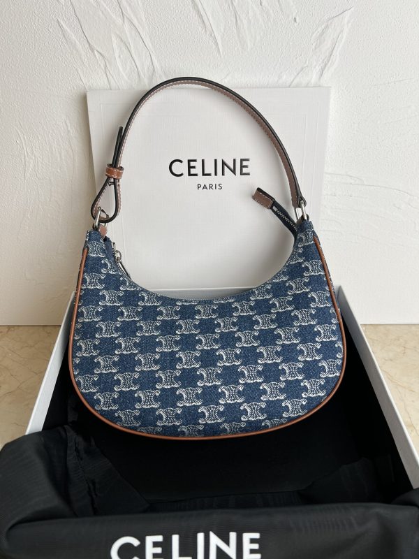 CELIN-E new series AVA TRIOMPHE denim and cow leather handbag
