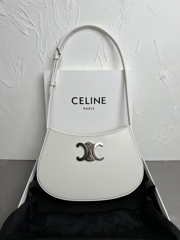 CELINE 2024 New TILLY Medium Shiny Calfskin Handbag white