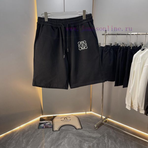 High quality Loew 2024 SS spring/summer pure cotton fabric shorts with silicone letter logo htpal0jo