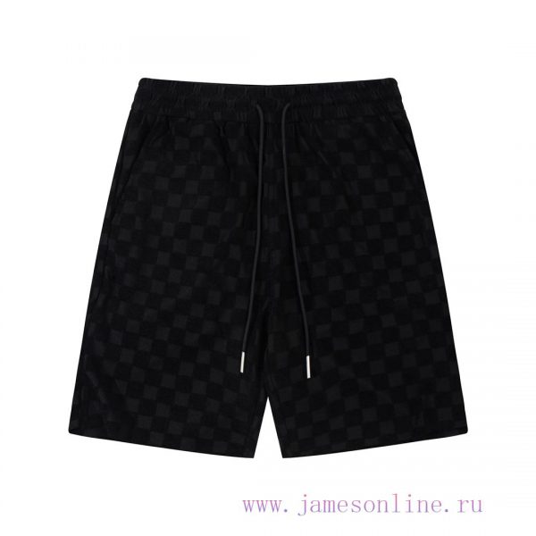 ️   Louis Vuitton/Louis Vuitton plaid jacquard towel pants2024SS new knitted shorts, customi 4iqdcun6