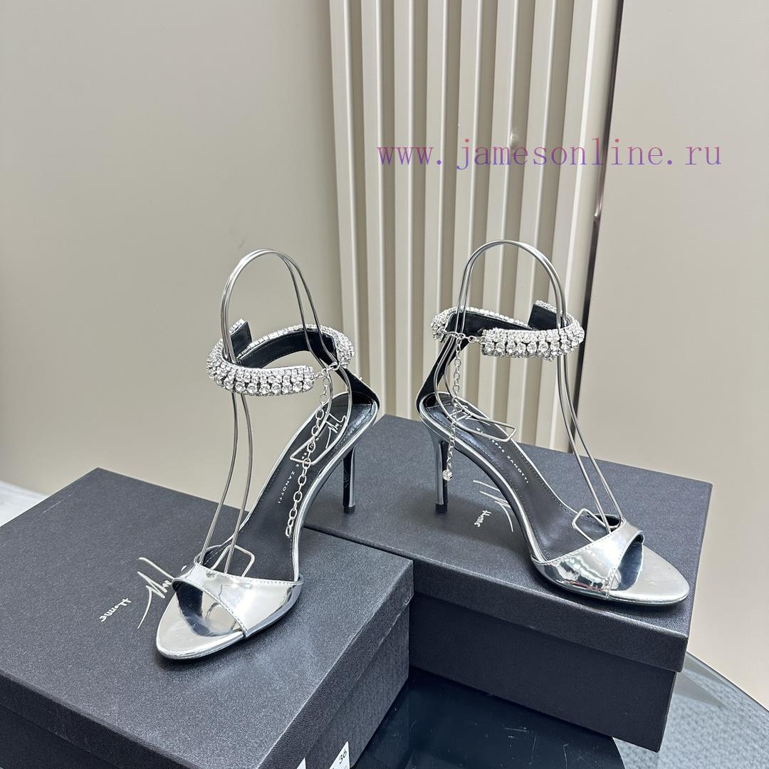 Giuseppe ZanottiGZ 2024s new rhinestone high heelsLacquer leather shoe headpiece with rhinest1mcb61l - Image 4