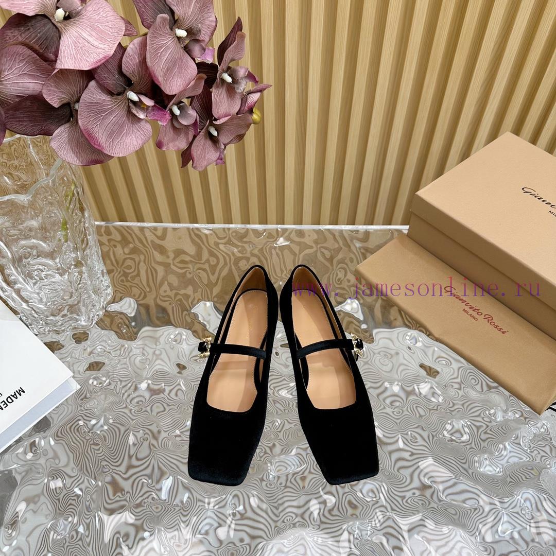 Gianvit Ross 2024 Early Spring Synchronized New Mary Jane Velvet Single Shoe is a delicate ybcy9ab25 - Image 3