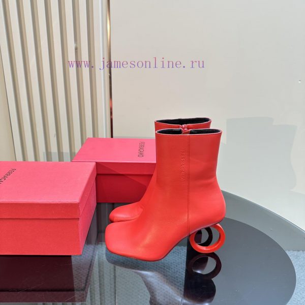 FERRAGAMO square toe fashion bootsUnique sculptural heel with same tone finish, adorned withho36mhbm
