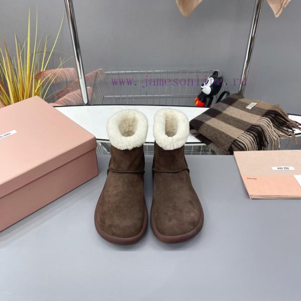 MiuMiu 2024 Autumn/Winter Fashion Style Strapped Wool Short Boots Snow Boots Fury ShoesFrequz18q499n