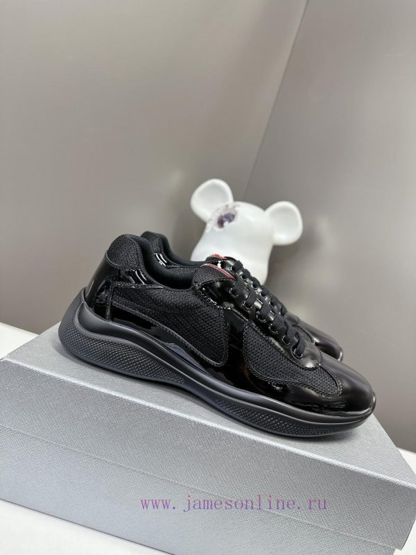 Prada Top Edition SneakersImported fly woven fabric with stitched patent leather on the uppeje9aimxm