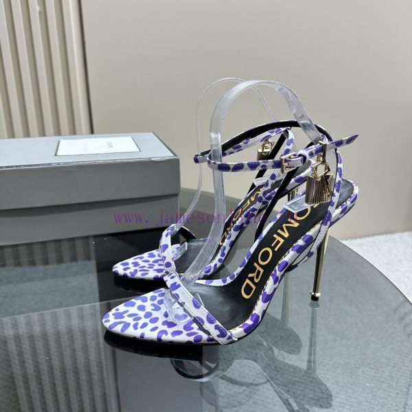 TOM FORDPadlock leather high-heeled sandalsCalf leather, gold velvet, exposed toe buckle deteyj3bf0t