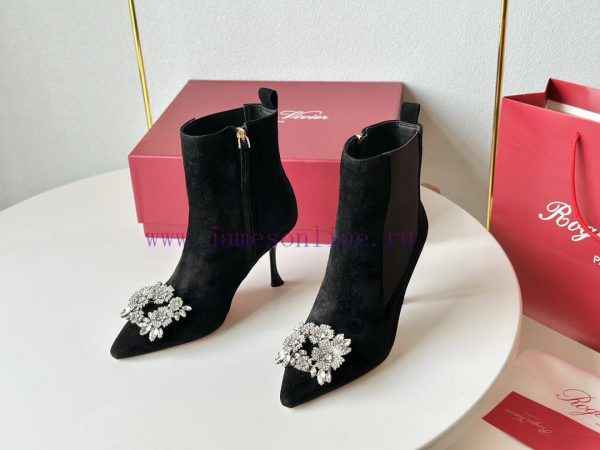 RV2023 Autumn/Winter New Water Diamond Button High Heel Boots Pointed Short/Long BootsSuede 26t9k4nu