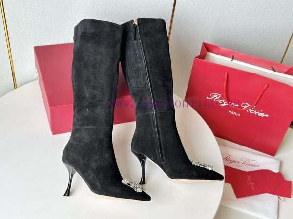RV2023 Autumn/Winter New Water Diamond Button High Heel Boots Pointed Short/Long BootsSuede 68u2fgdw