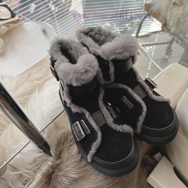 - Black grayCool motorcycle style 〰️UGG super cool and super A leather motorcycle snow bootsexioq5kp