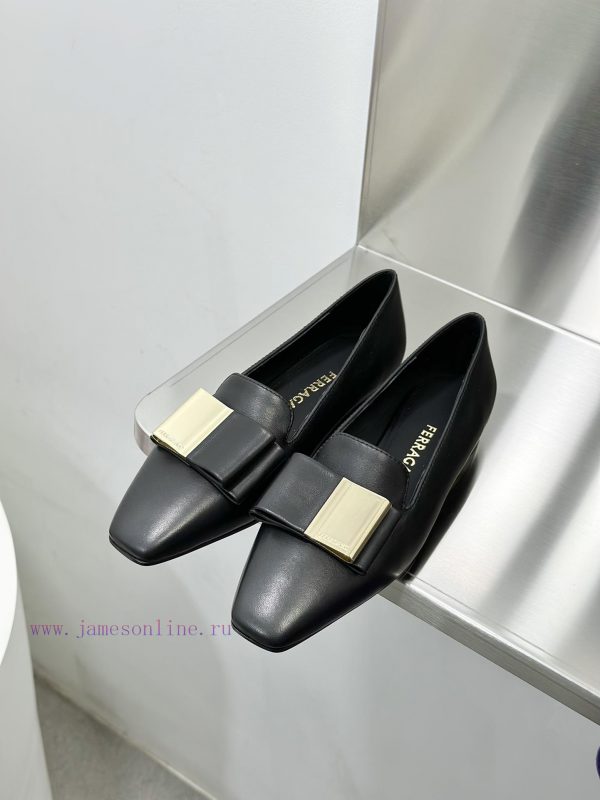 SF salvatore Ferraga * o ️ Ferra * Mu Shuang Butterfly Bow Cylindrical Thick Heel High Heel l63o45gz