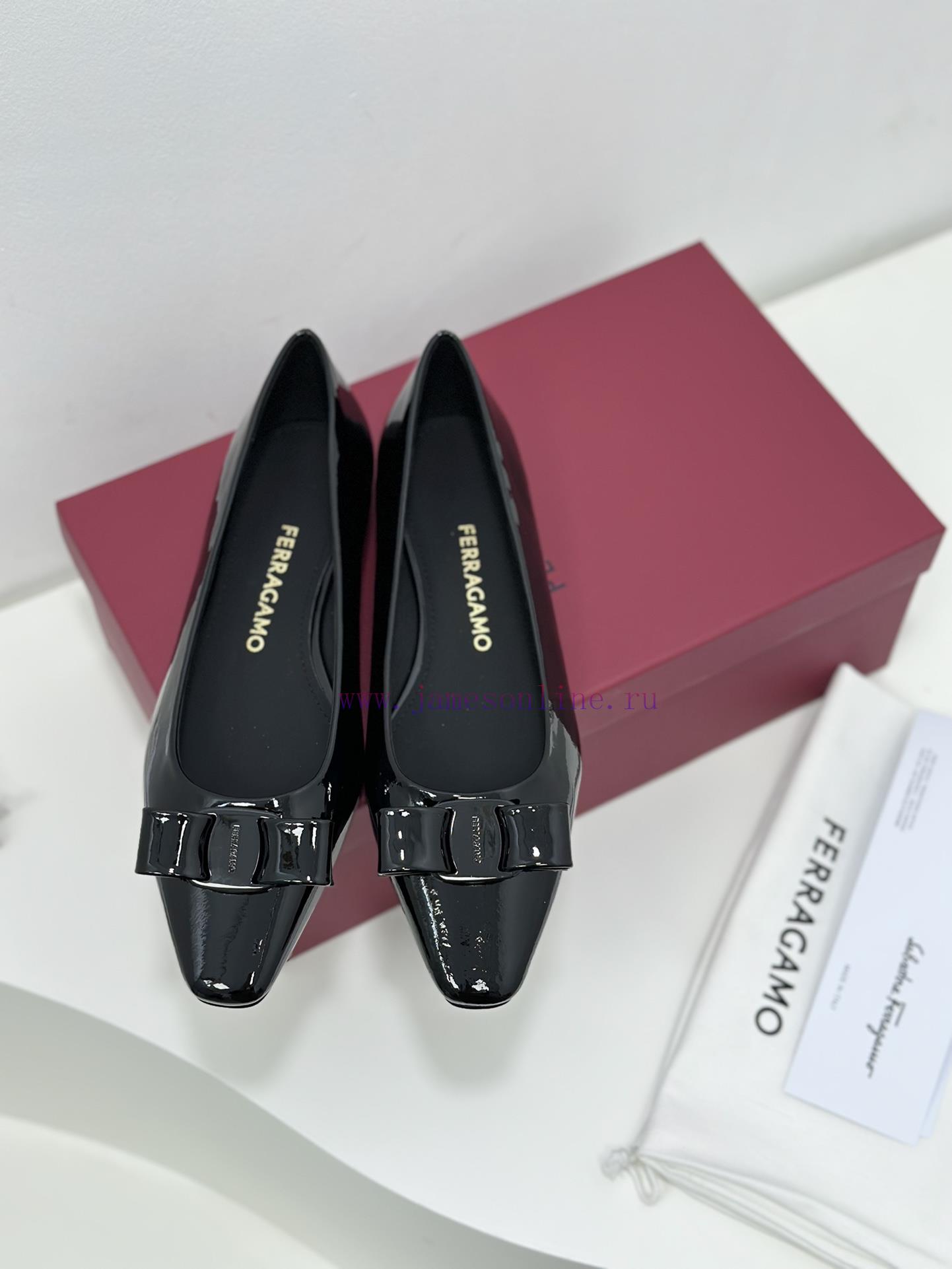 SF salvatore Ferraga * o Ferragamo's new vara patent leather bow small square toe single shokq4righ6 - Image 8