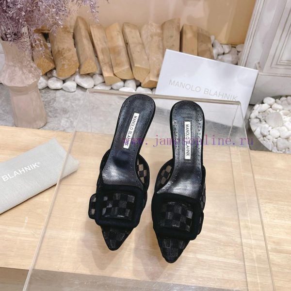 ?MANOLO BLAHNlK 2024 The new Mb fashionable women's high-heeled checkered cloth M ü ller sl05qcw2v7