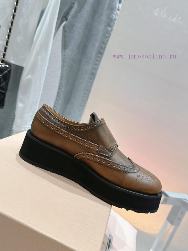?????? Miu Miu's new thick soled Block leather shoesSelected imported polished cowhide mater7soy1nwg
