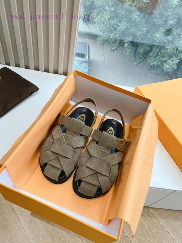 Tods 2024 Fashion Show Roman Sandals Pig Cage ShoesHand woven leather with retro and fashion7bhquhmx