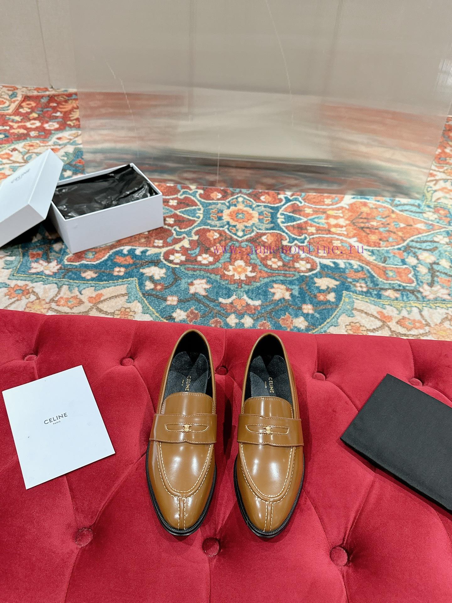 ️ CELINE Sillin Lefu shoes Caesar door buckle series casual small leather shoes are super su18mre12d