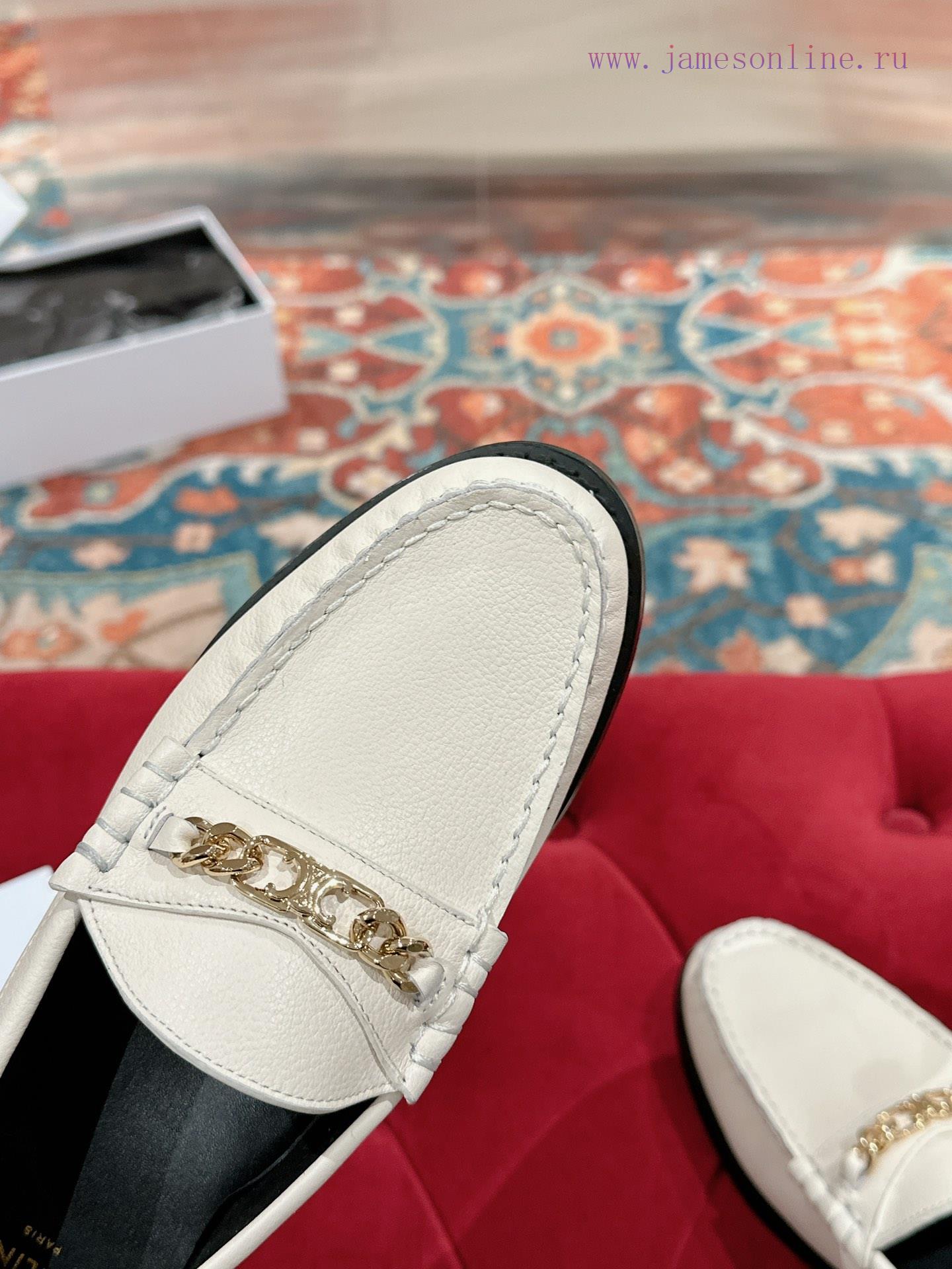 ️ CELINE Sillin Lefu shoes Caesar door buckle series casual small leather shoes are super sufymiz428 - Image 5