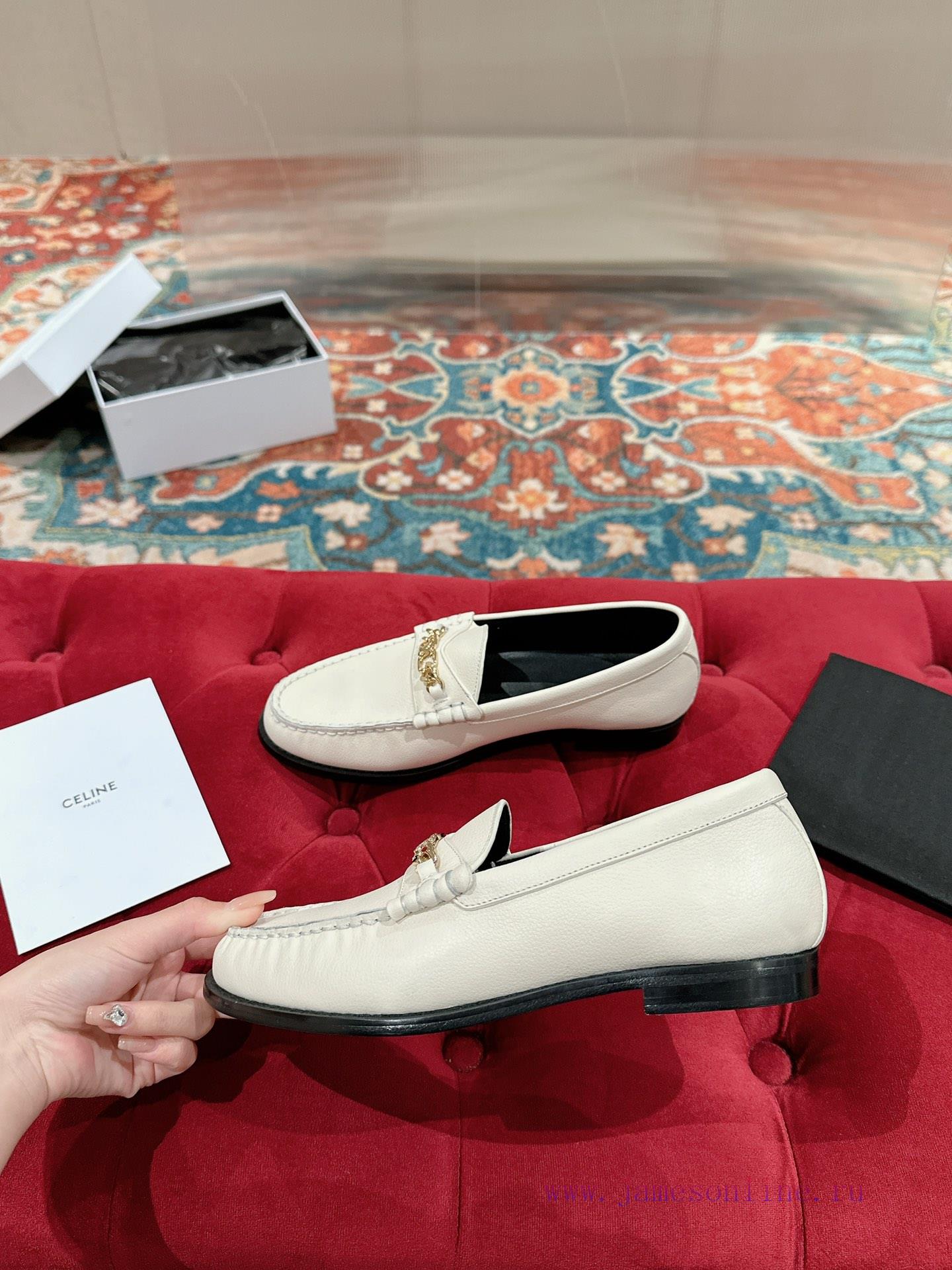 ️ CELINE Sillin Lefu shoes Caesar door buckle series casual small leather shoes are super sufymiz428 - Image 8