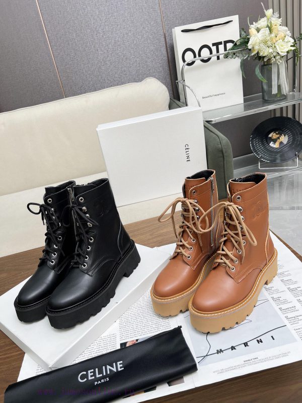 [Love] [Love] [Love] Celine 2024 Triumphal Arch Martin Strap Thick Bottom Flat Bottom Coarsem7vo8zsz