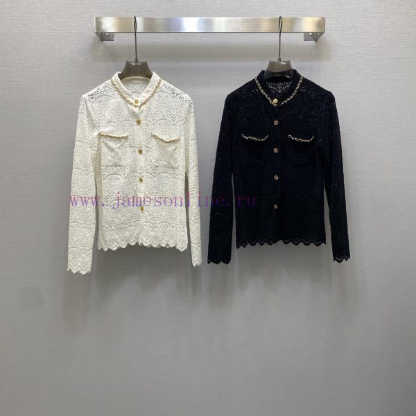 ️️ 2024 Autumn/Winter V Home Exquisite Stand up Collar Metal Chain Decorative Design Open To u9q7pi95