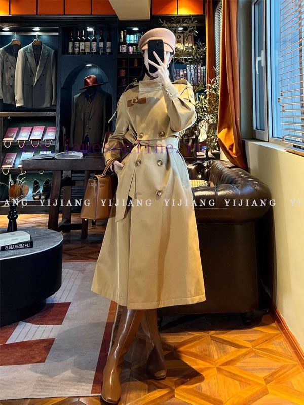 ️ "British temperament" khaki double breasted mid length windbreaker temperament big brand l iscjtym4