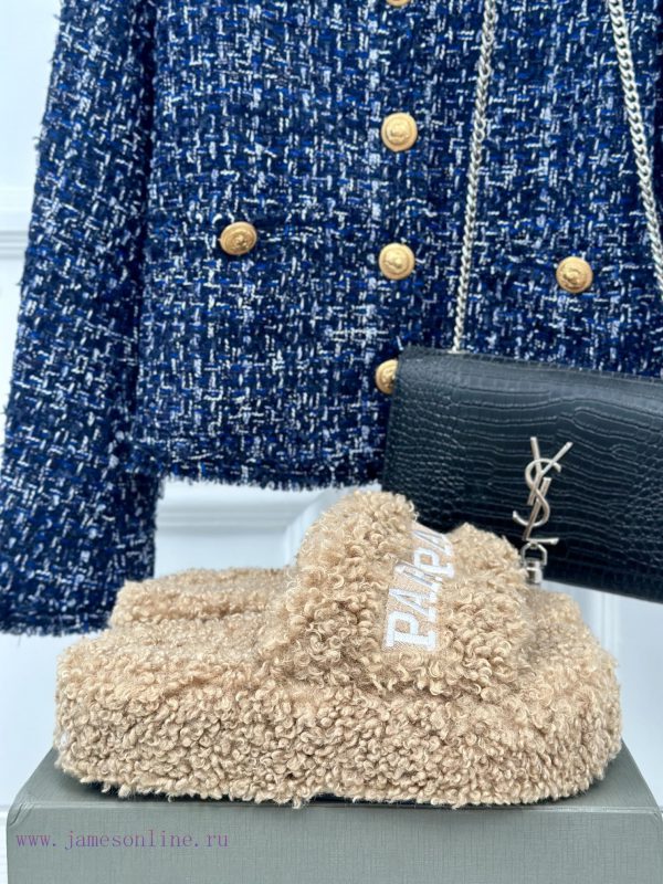 τζιν και ψηλα πεδιλα | Balenciaga | Balenciaga 24S New Product Letter Embroidered Thai Thick Bottom Di Hairy SlippersT dhaypbt8 | μποτακια καλοκαιρινα γυναικεια