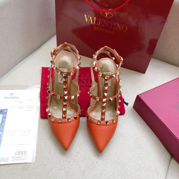 τετραγωνισμενα πεδιλα | Annual Supply Of Orange Lychee Patterned Leather Series With A Height Of 9.5cm+6.5cm Valentino of0d3tgv | νακ γυναικεια παπουτσια