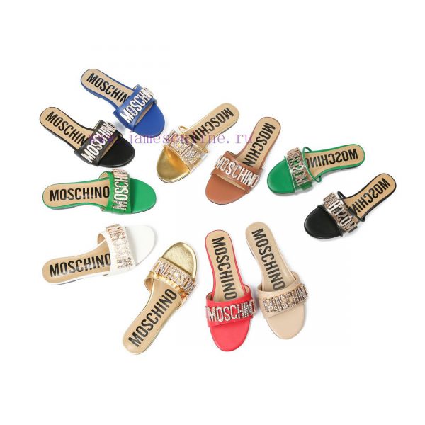 θαμπες γαλοτσες | 2-36B Moschino 2023 New Diamond Buckle Flat Bottomed Mop Made Of Cowhide Fabric Colors Blue Bro p2w05gfz | παπουτσια σ ολιβερ