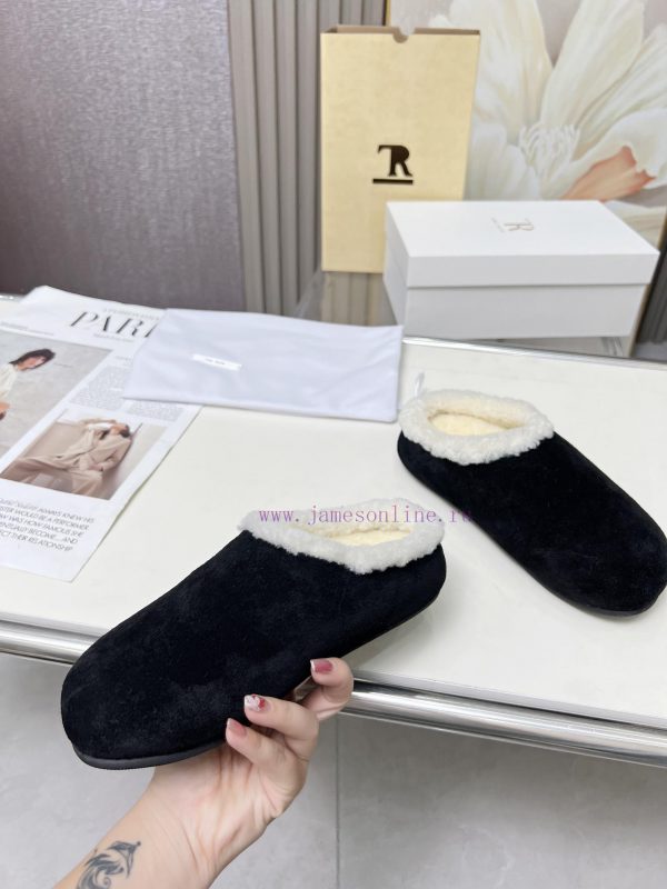 ανδρικα σταρακια μποτακια δερματινη | High QualityThe Row 24ss Autumn/Winter New Retro Big Head Baotou Tow Boken Wool Tow. At First G 8lu0oz50 | κοριτσιστικα παπουτσια vans