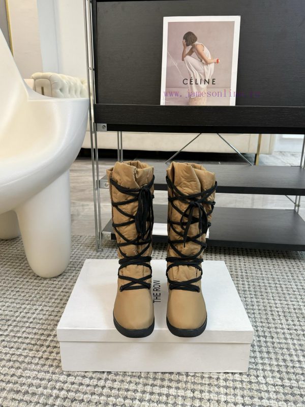 παντόφλες σαμπό | THE ROW24ss Autumn/Winter New Technology Cloth Ski Boots Snow Boots Strap Flat Casual Middle Bo qe36pw9v | πεδιλακια ασπρα βρεφικα αγορι