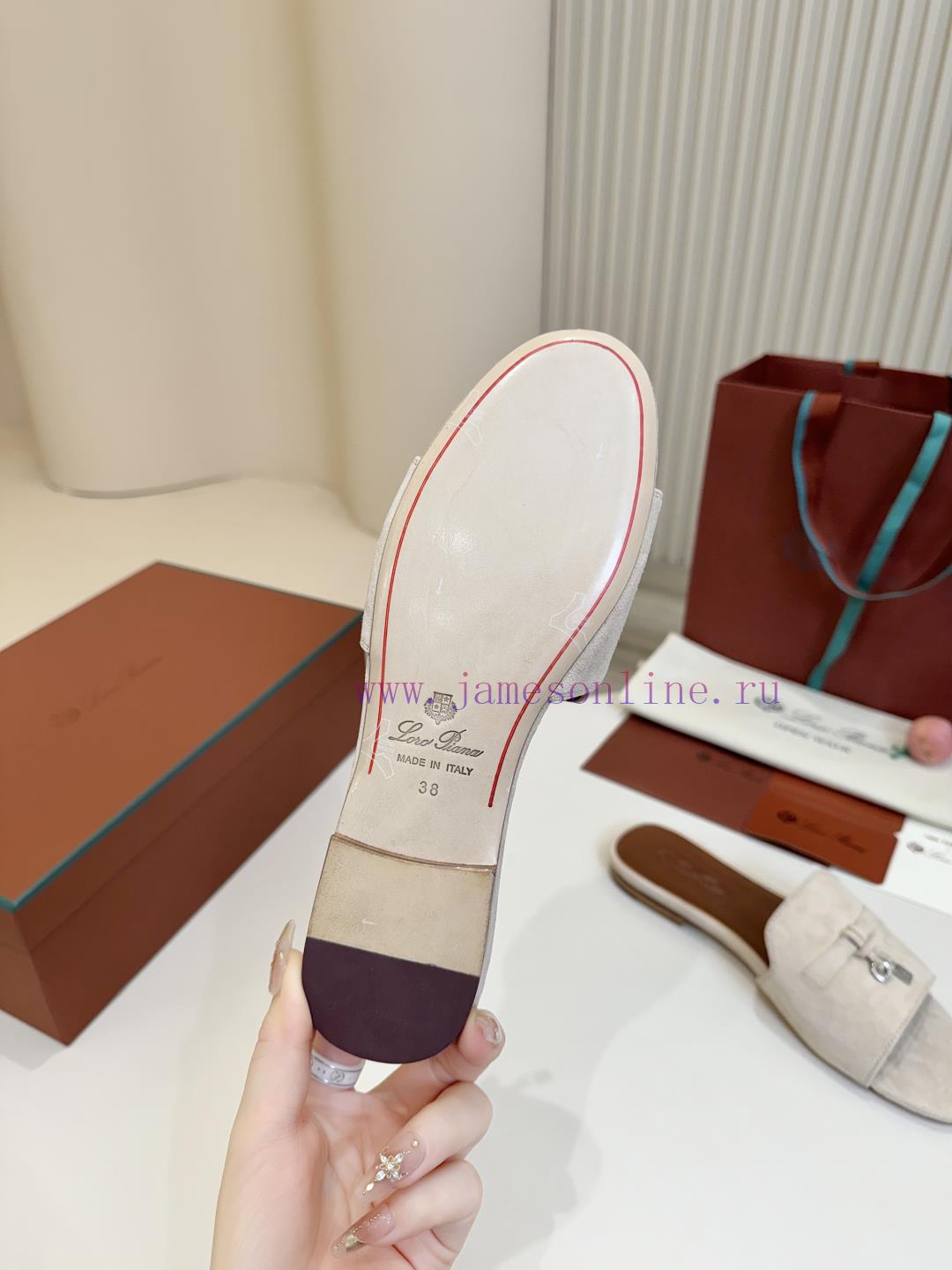 2017 χρυσο πεδιλο | Loro Piana Top Genuine Leather Bottom**Loro Piana | Real Leather Bottom Slippers Luxury Pet Eve 91paphtv | λουστρινια γυναικεια παπουτσια - Image 9