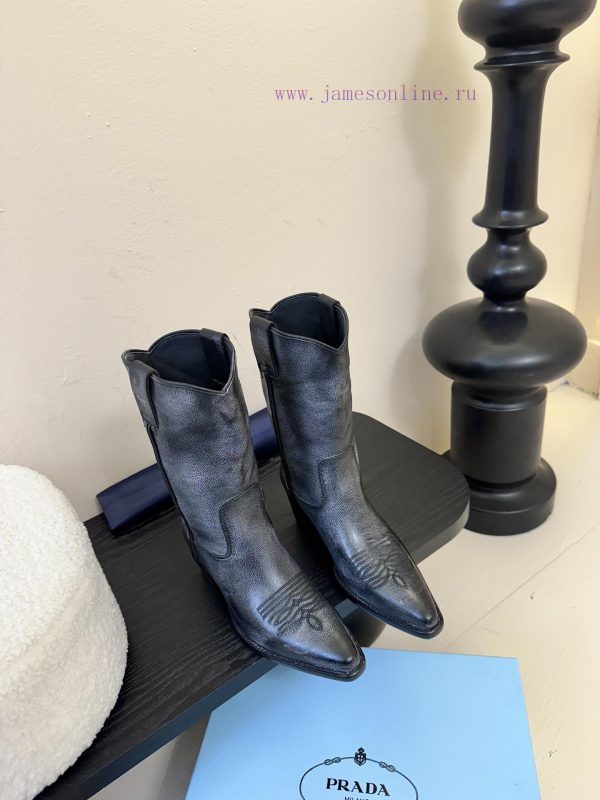 fratelli petridi πεδιλα factory | Top Tierprada Fw25 New Arrival～P Home 25 Autumn/Winter Short Boots New ProductBlack Cowhide/bro xbjq2e10 | αδιάβροχα μποτάκια με γούνα