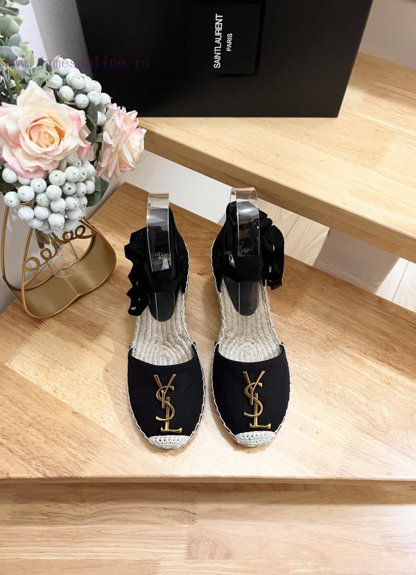 παντοφλεσ με σκρατσ | SAINT LAURENT/Saint Laurent 2024 Early Spring Slope Heel Gold Letter LOGO Fisherman's Shoes YSL bvzj1w3c | ugg μποτες bow