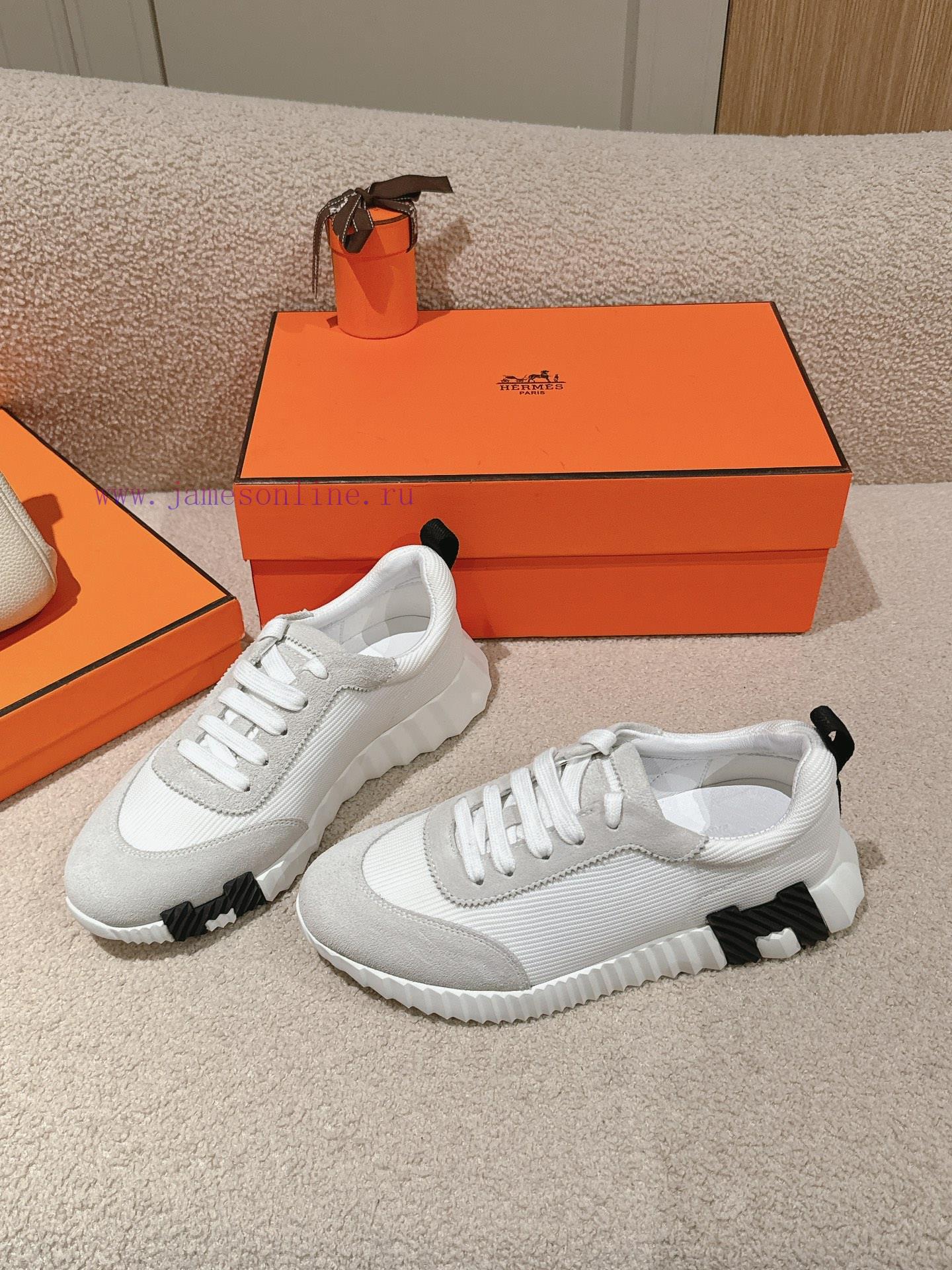 μπεζ σουεντ μποτακια | Hermes 2024 Spring/Summer Classic Couple's Bouncing Casual Lace Versatile Sneakers Hermes Thick 15scle6y | μποτακι λεπτό τακούνι - Image 3