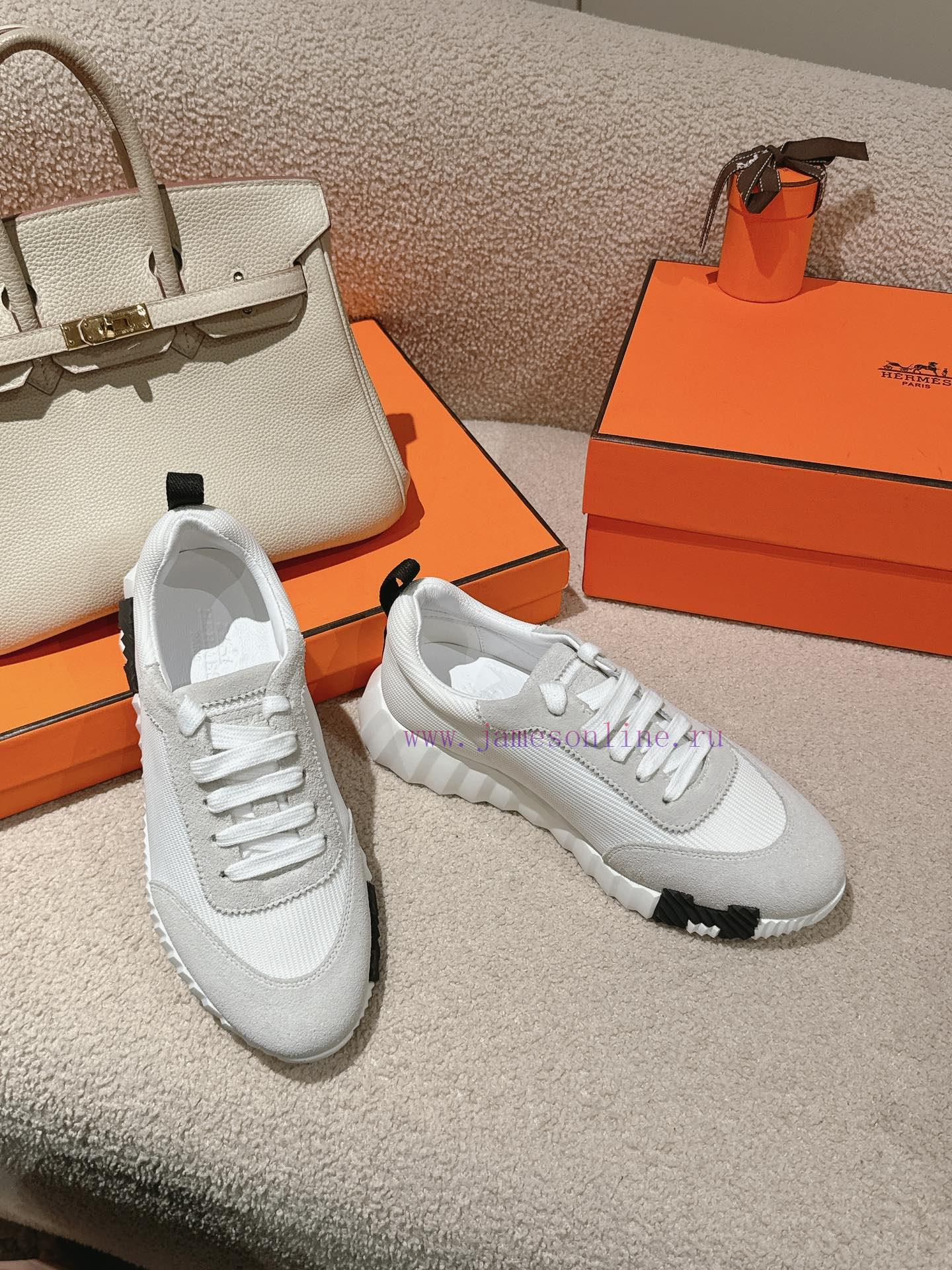 μπεζ σουεντ μποτακια | Hermes 2024 Spring/Summer Classic Couple's Bouncing Casual Lace Versatile Sneakers Hermes Thick 15scle6y | μποτακι λεπτό τακούνι - Image 4