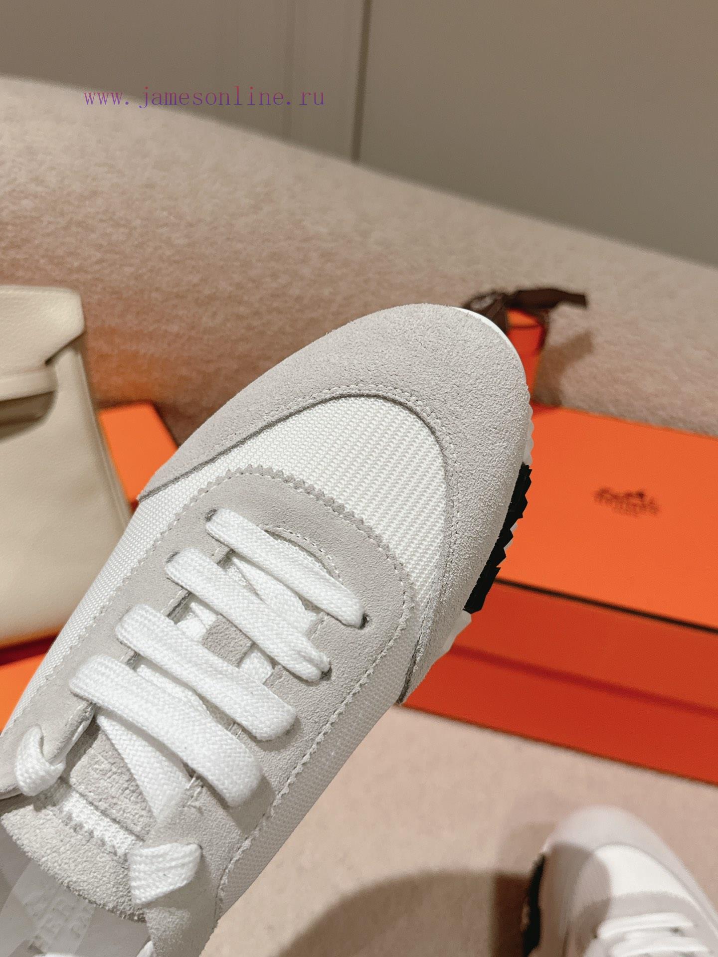 μπεζ σουεντ μποτακια | Hermes 2024 Spring/Summer Classic Couple's Bouncing Casual Lace Versatile Sneakers Hermes Thick 15scle6y | μποτακι λεπτό τακούνι - Image 17