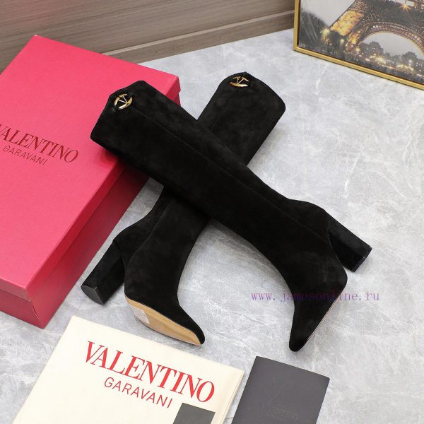 adams shoes μποτακια παιδικα | Purchasing Grade24ss Autumn/Winter New Valentino Square Head V-Button Knight BootsValentino's T pogh3hhq | μποτακια δερματινα με τακούνι