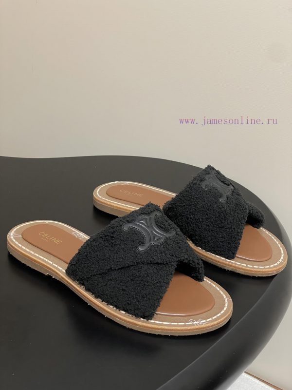 timberland καφε μποτακια | -Top Quality25ss Spring/Summer New CELINE LYMPIA Twisted Plush Slippers Triumphal Arch Plush Fa nb0k3fei | παντοφλες ον λαιν