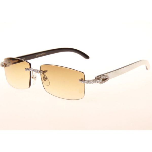 Cartier  3524012 Black And White Buffalo Big Lens Sunglasses In  Silver