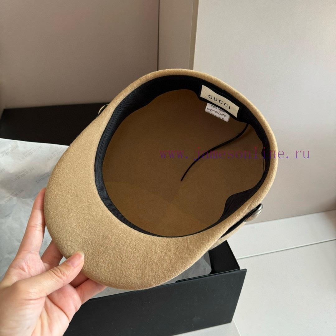 GucciGucci2024 Autumn/Winter New Wool Military Hat, 100% Wool ? Fabric head circumference 57cp0xl6ud - Image 9